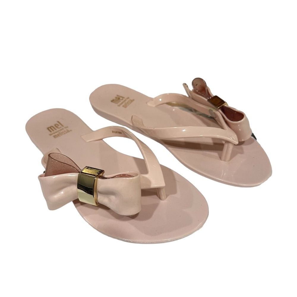 Mel Dreamed by Melissa Girls Pink Bow Flip Flop Sandals, Size 1